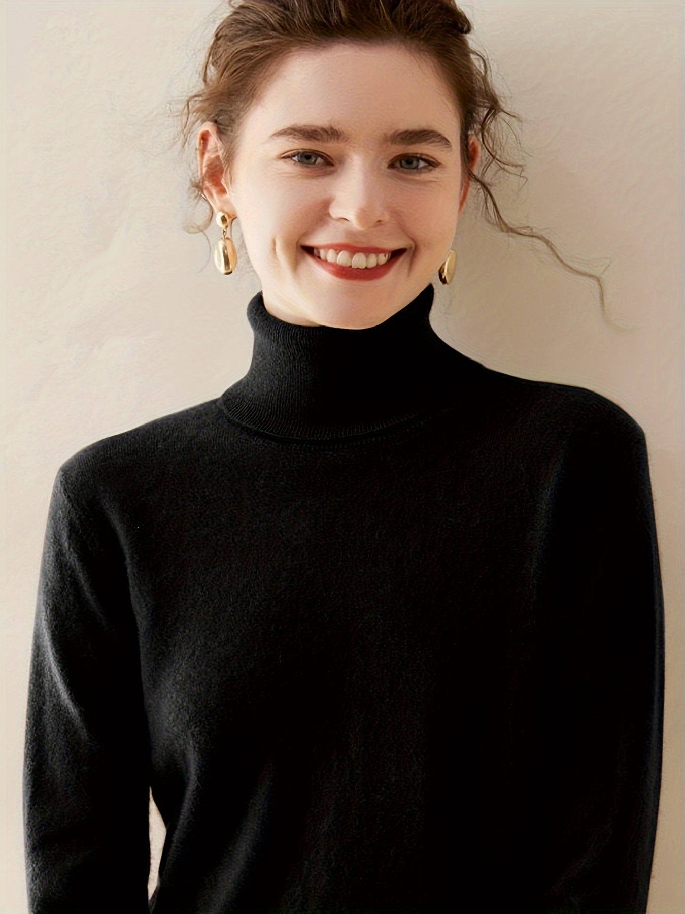 Kamelbrauner Rollkragenpullover - Emilia