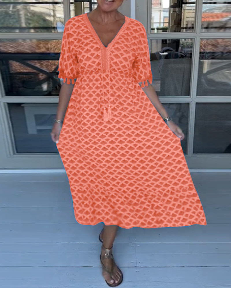 🌸✨Freizeitkleid mit V-Ausschnitt und Print✨🌸