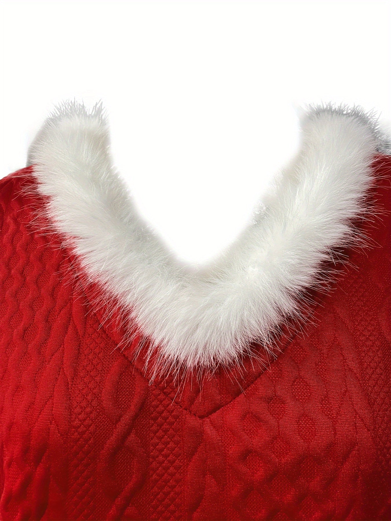 Weihnachtlicher Pullover mit Kunstfellbesatz