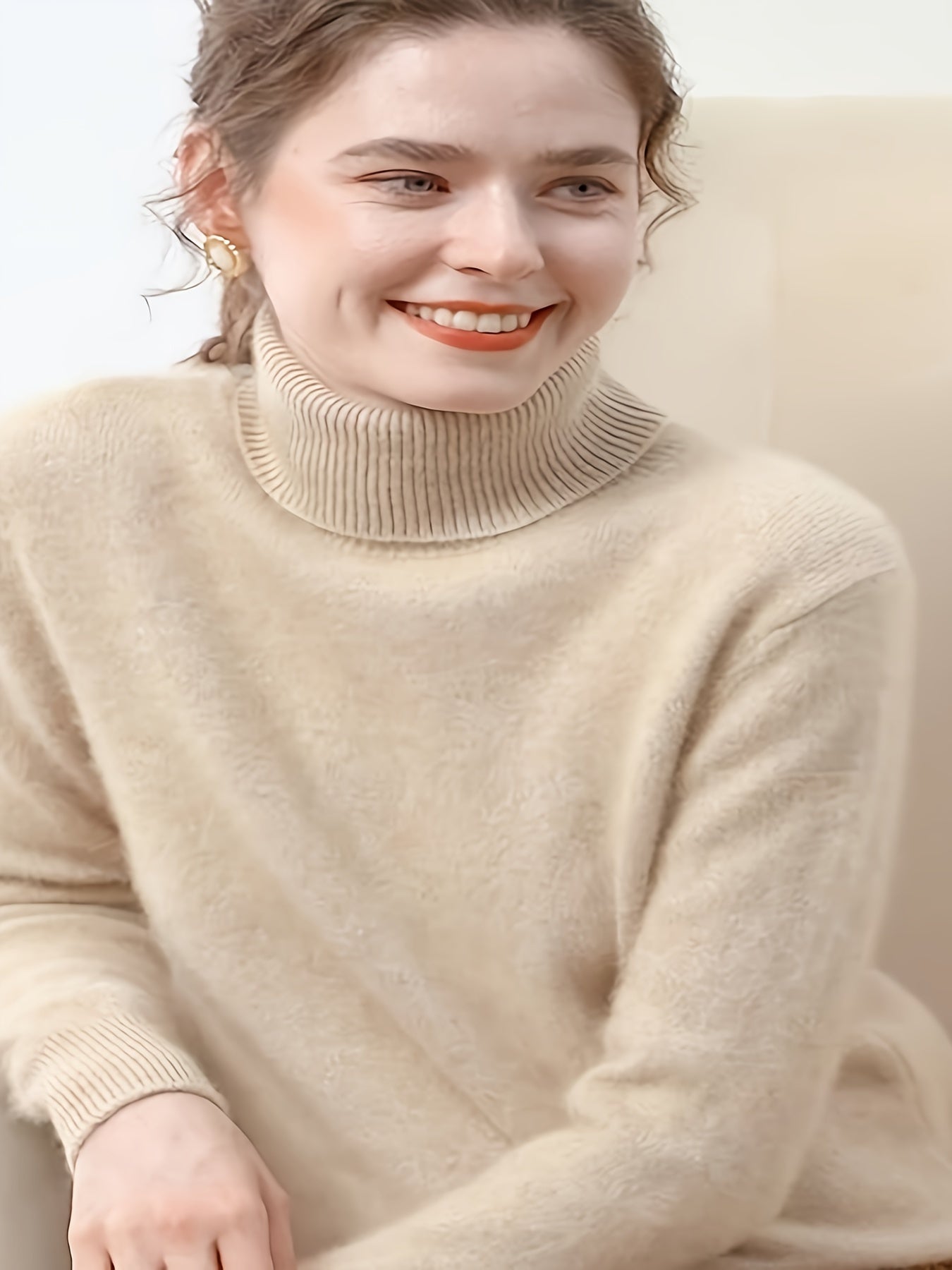 Kamelbrauner Rollkragenpullover - Emilia