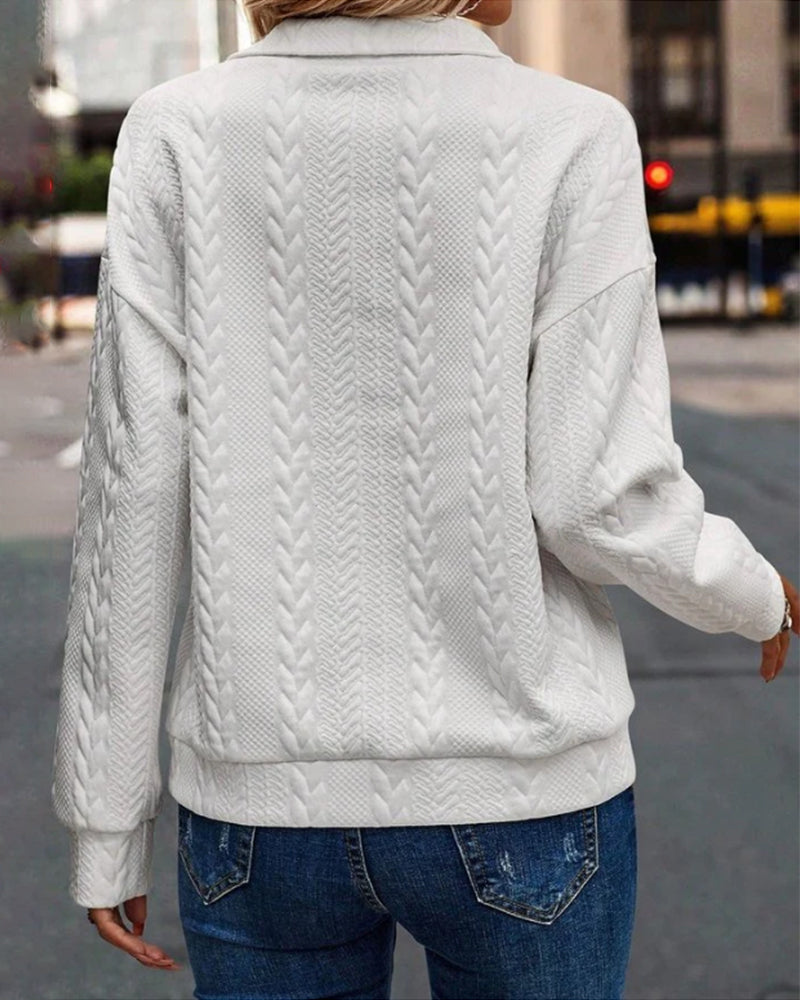 Einfarbiger Pullover mit Reißverschluss - Lioba