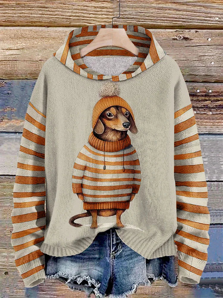 Willai | Damen Lässiges Hund Drucken Kapuzenpulli | Warme
