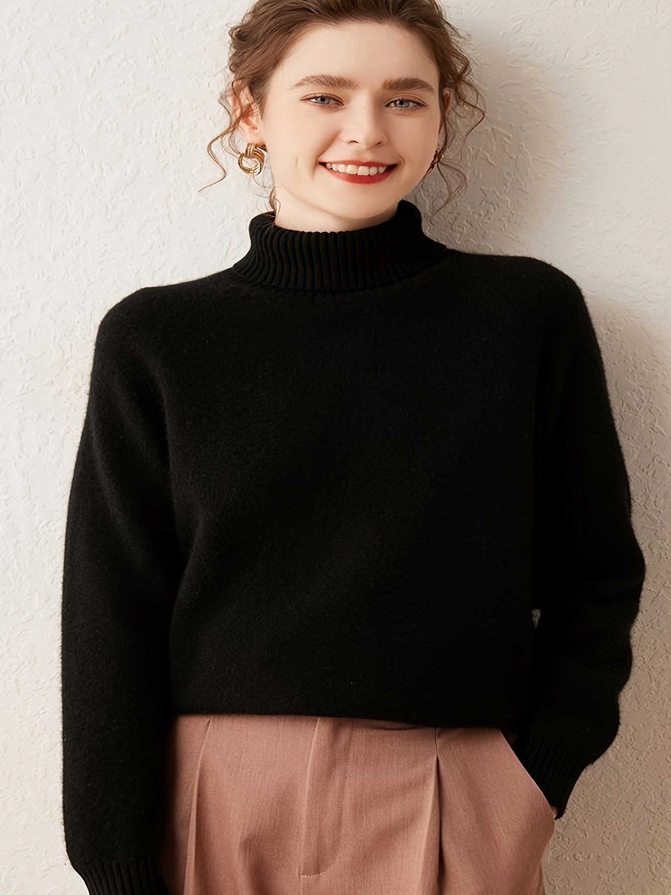 Kamelbrauner Rollkragenpullover - Emilia