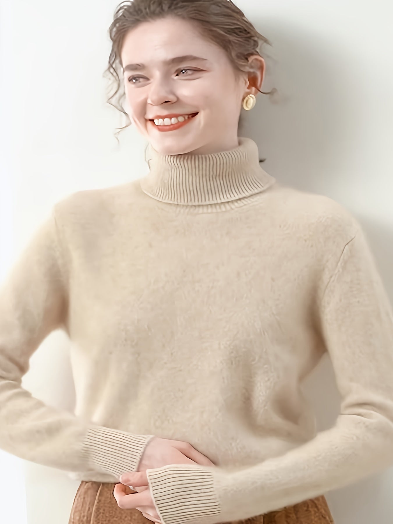 Kamelbrauner Rollkragenpullover - Emilia