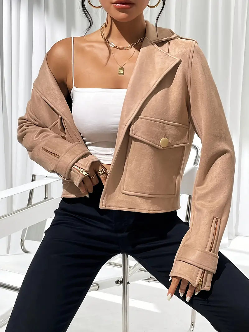 Sabrina - Geknöpfte Taschen Elegante Crop Jacket
