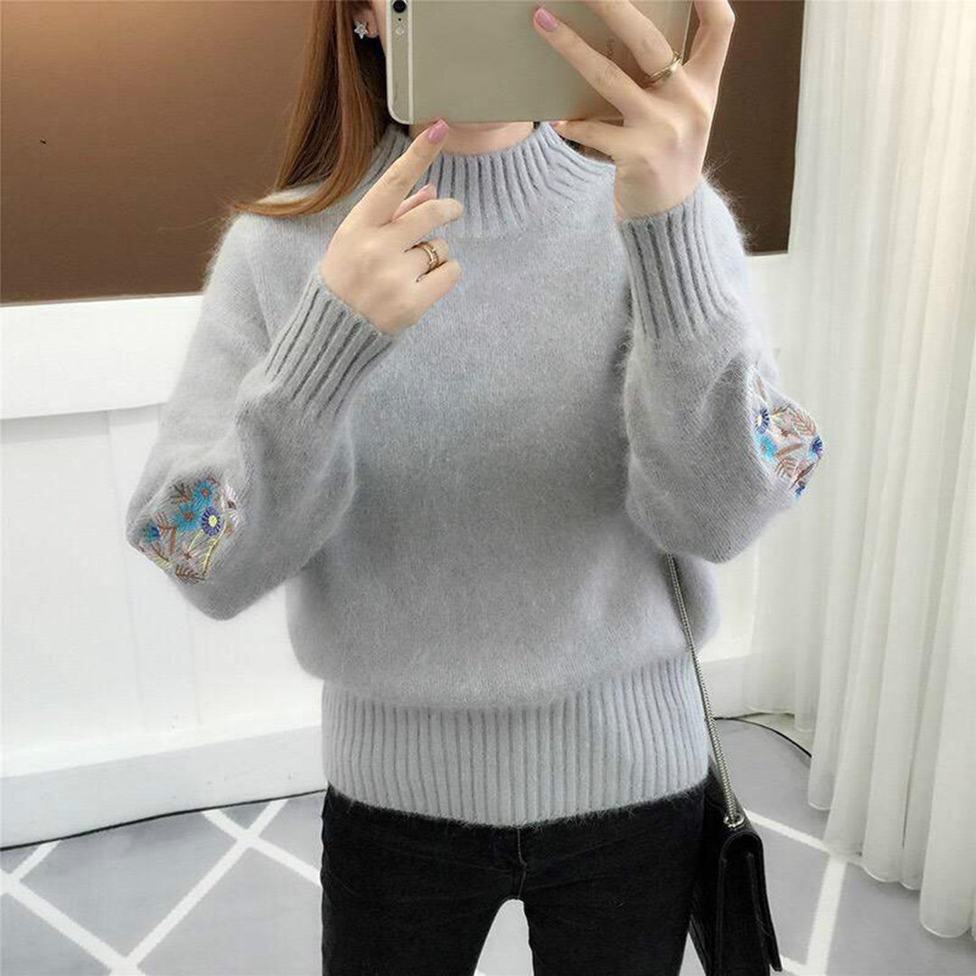 Vanessa - Strickpullover mit floraler Stickerei