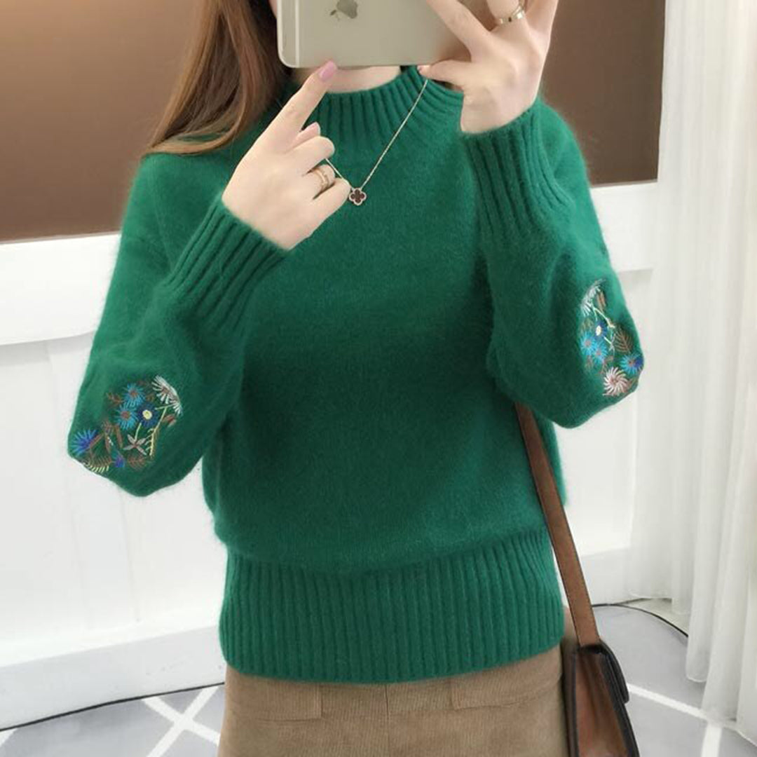 Vanessa - Strickpullover mit floraler Stickerei