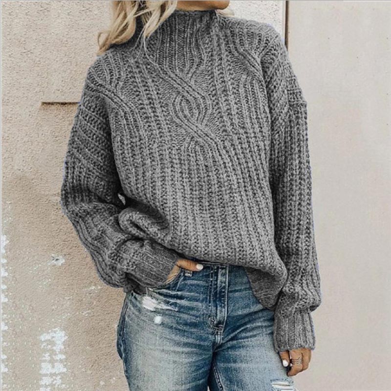 Adelinna | Damen Locker Lässiger Strick Pullover | Warme