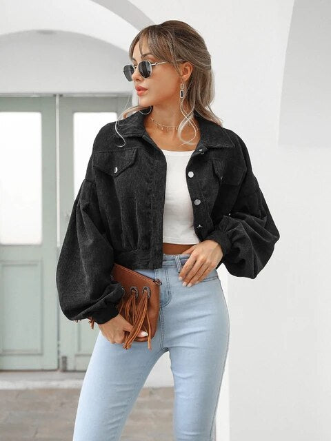 Astrid - Gekürzte Cordjacke mit Fronttaschen