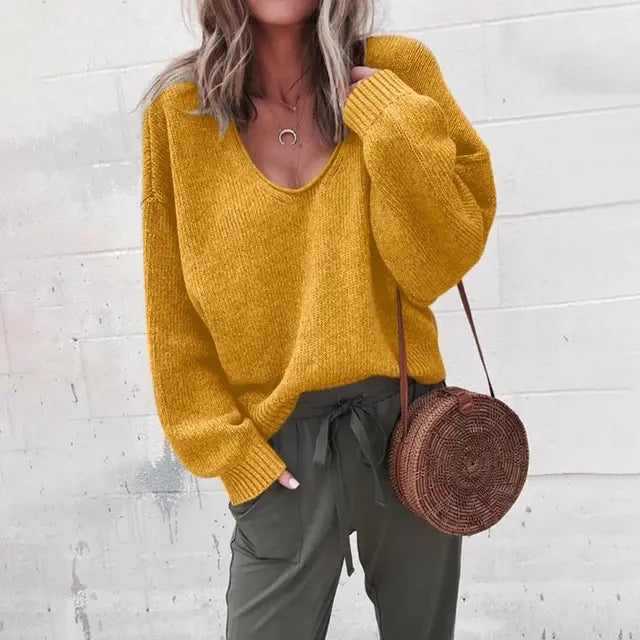 Schwarzer V-Ausschnitt Pullover - Emma