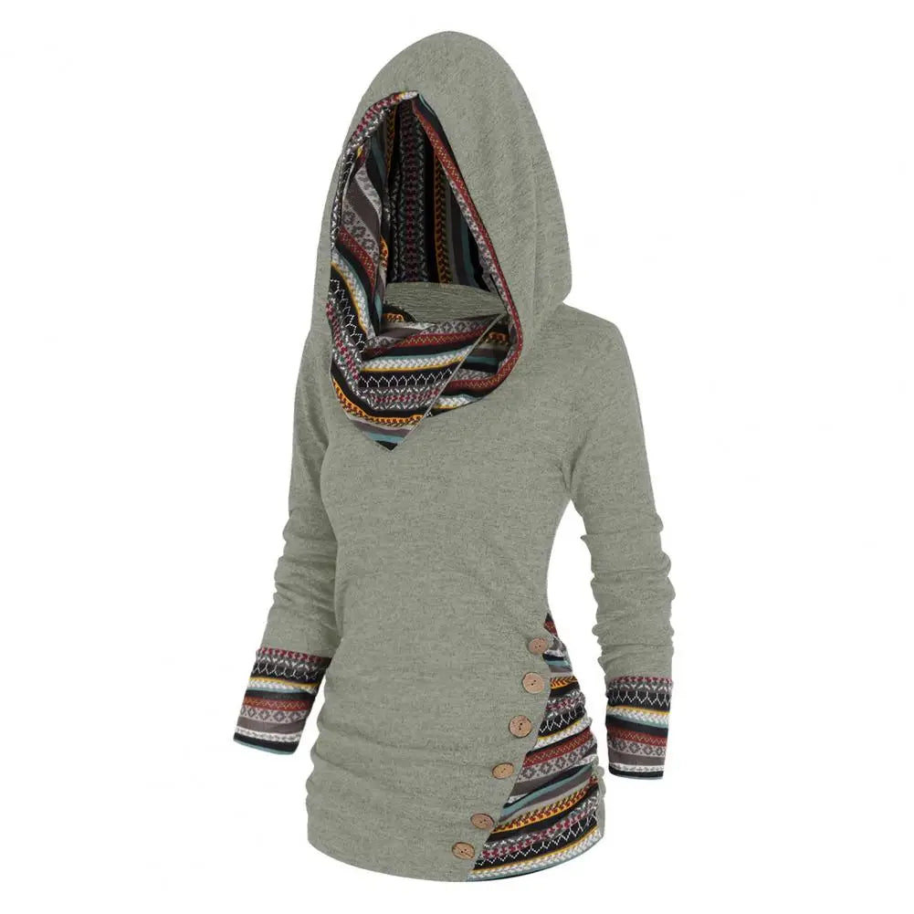 Damen Ethno-Stil Winter-Sweatshirt | Mit Kapuze