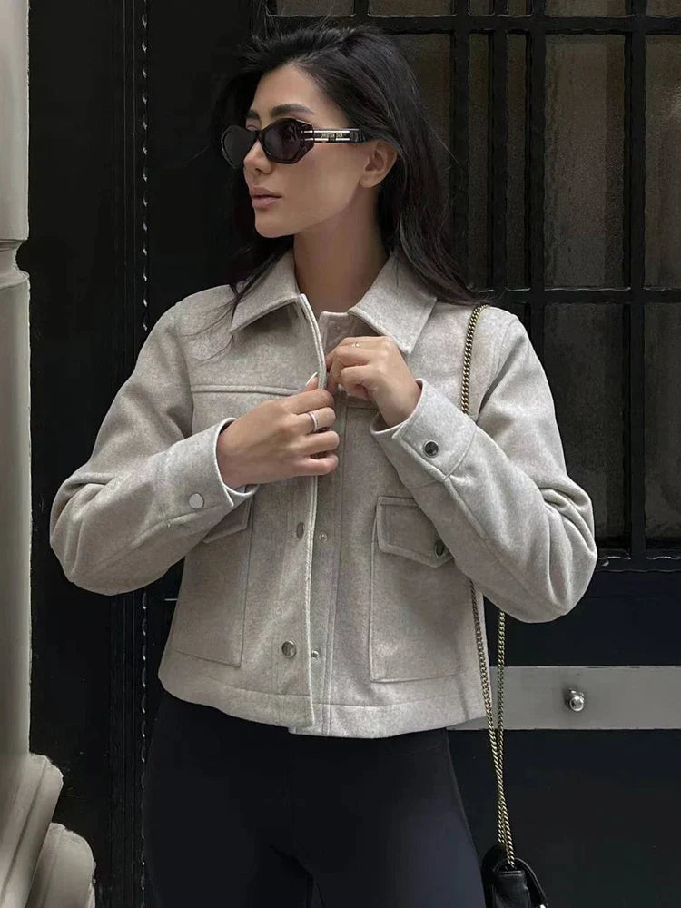 Emilia - Stylische schicke Wolljacke mit Knopfleiste für Damen