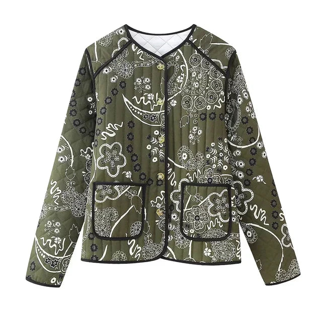 Bomberjacke mit Paisley-Muster und Kontrastborte - Ashley