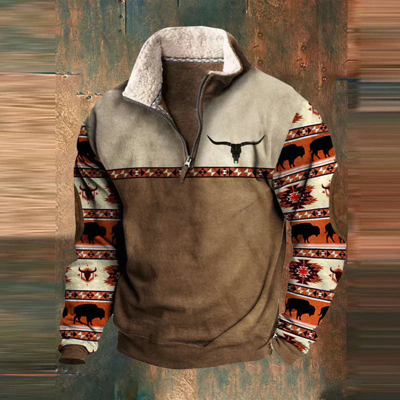 Grüner Viertel-Zip-Pullover - Max