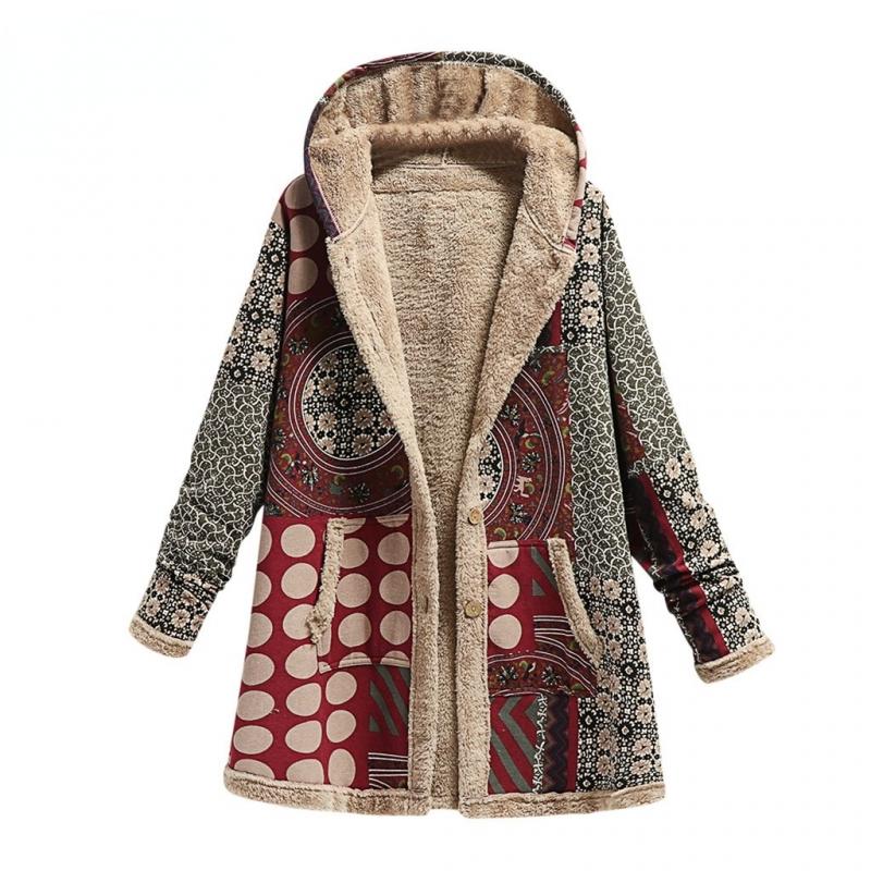 Emela - Bedruckte dicke Fleecejacke