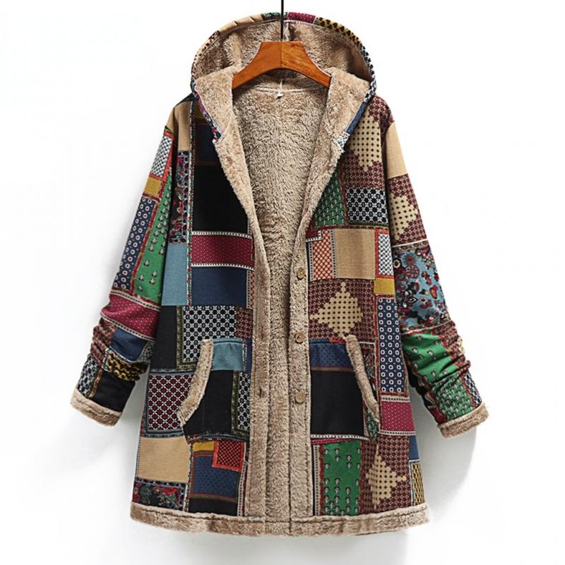 Emela - Bedruckte dicke Fleecejacke