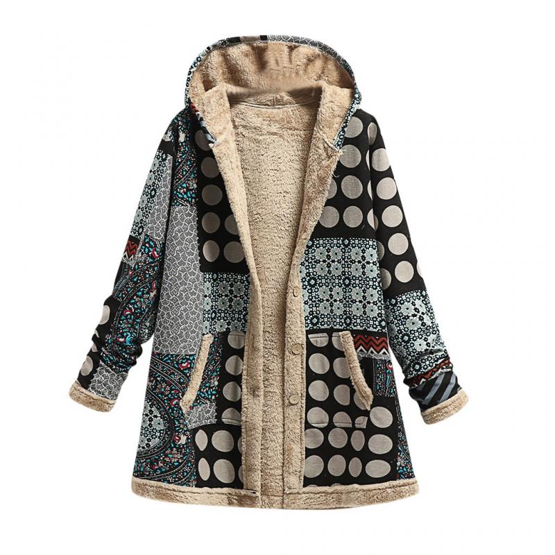 Emela - Bedruckte dicke Fleecejacke