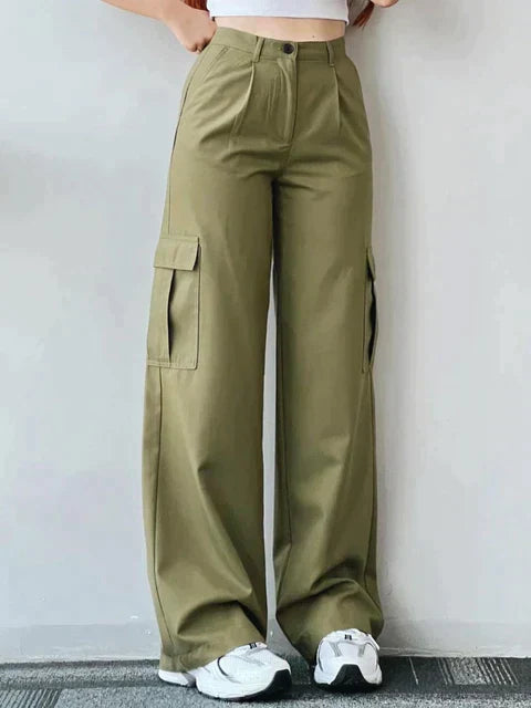 Cargo-Stil Flared Jeans mit weitem Bein