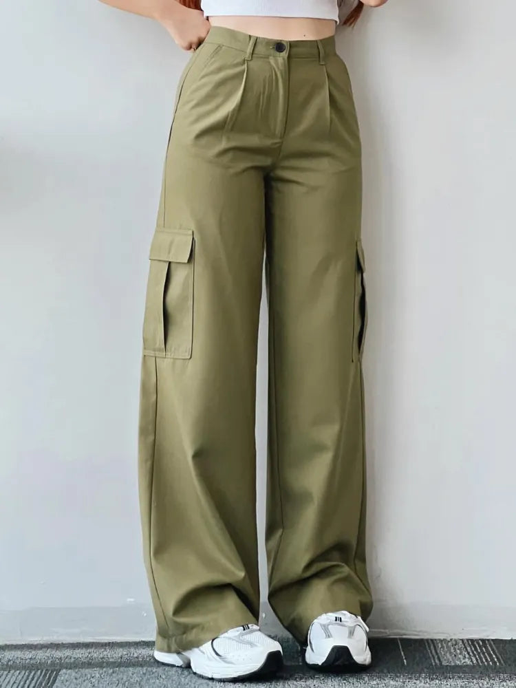 Cargo-Stil Flared Jeans mit weitem Bein