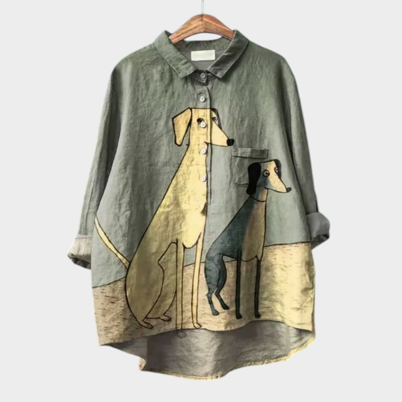 Bianca Bluse mit Dackelprint
