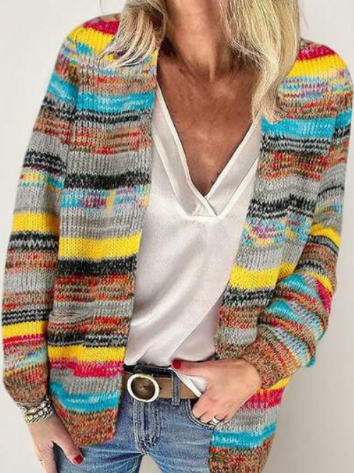 Modische Damen Strickjacke | Mehrfarbig