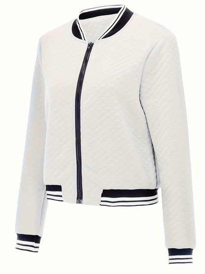 Modische Bomberjacke mit Kontrastbesatz und Reißverschluss