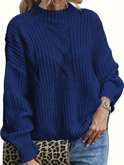 Blauer Jacquard Pullover in Plusgröße - Mia