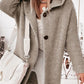 Graue Knopf-Kapuzenstrickjacke – Emma