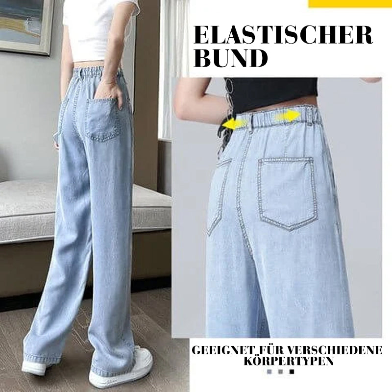 Jeans mit weitem Bein aus Eisseide