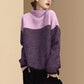 Beiger Zweifarbiger Rollkragenpullover – Clara