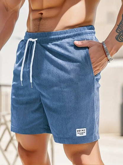 Nathan – gerippte, schmal geschnittene, bequeme shorts mit kordelzug und taschen