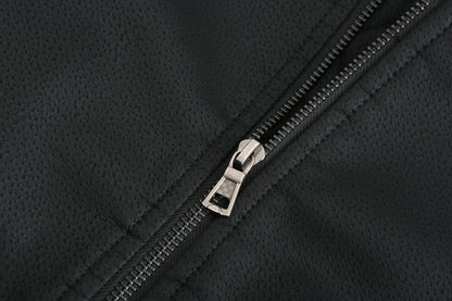 Liam – Klassische Lederjacke mit Kapuze