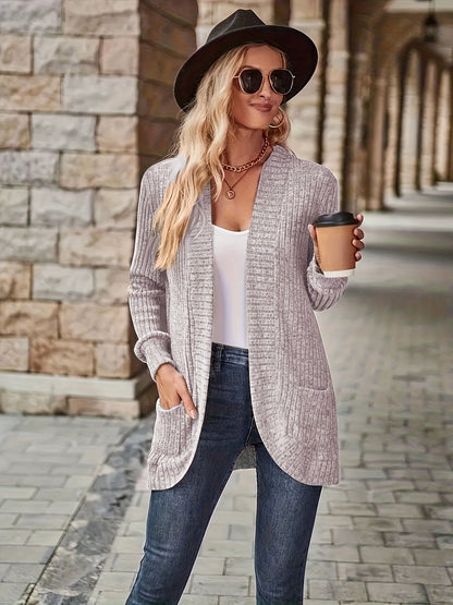 Einfarbige Offene Strickjacke - Vielseitig