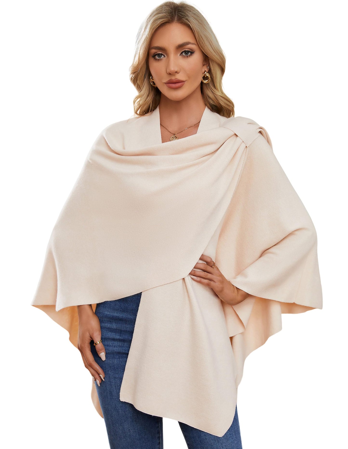 Schwarzer Poncho Pullover mit Überkreuz-Front - Eleganza