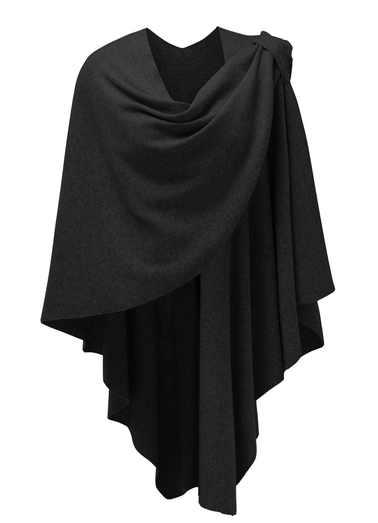 Schwarzer Poncho Pullover mit Überkreuz-Front - Eleganza