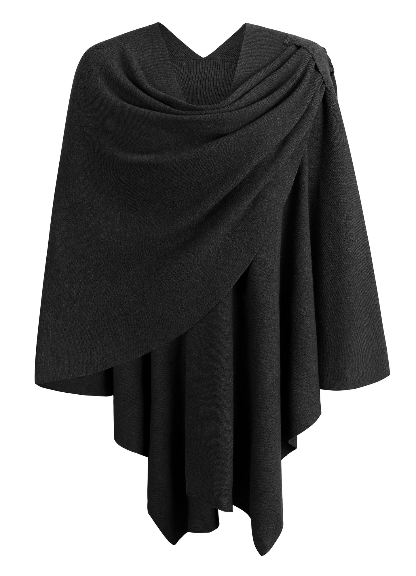 Schwarzer Poncho Pullover mit Überkreuz-Front - Eleganza