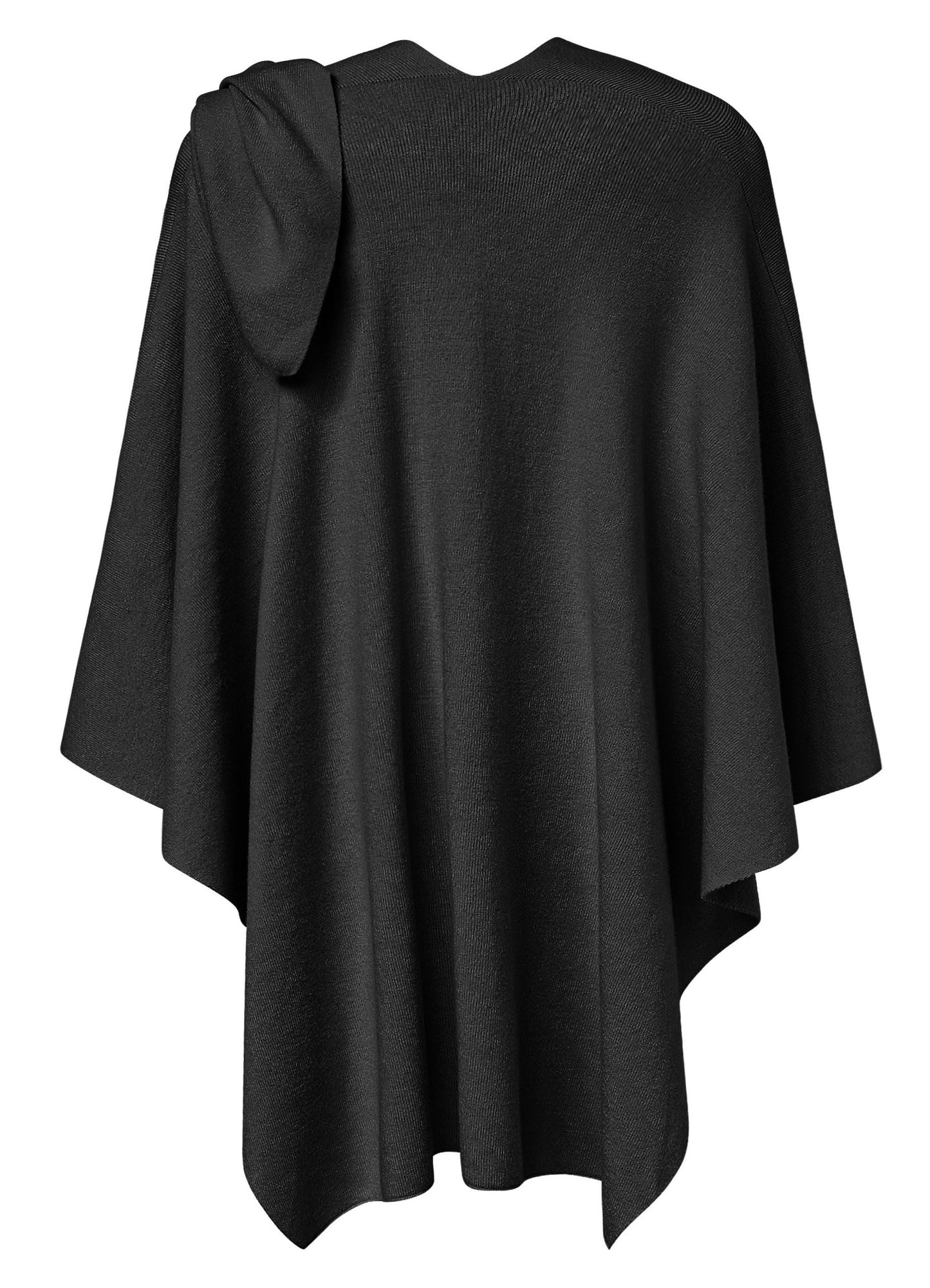 Schwarzer Poncho Pullover mit Überkreuz-Front - Eleganza