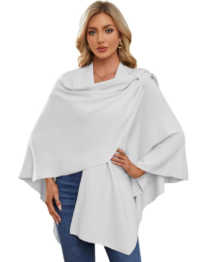 Schwarzer Poncho Pullover mit Überkreuz-Front - Eleganza