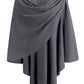 Schwarzer Poncho Pullover mit Überkreuz-Front - Eleganza