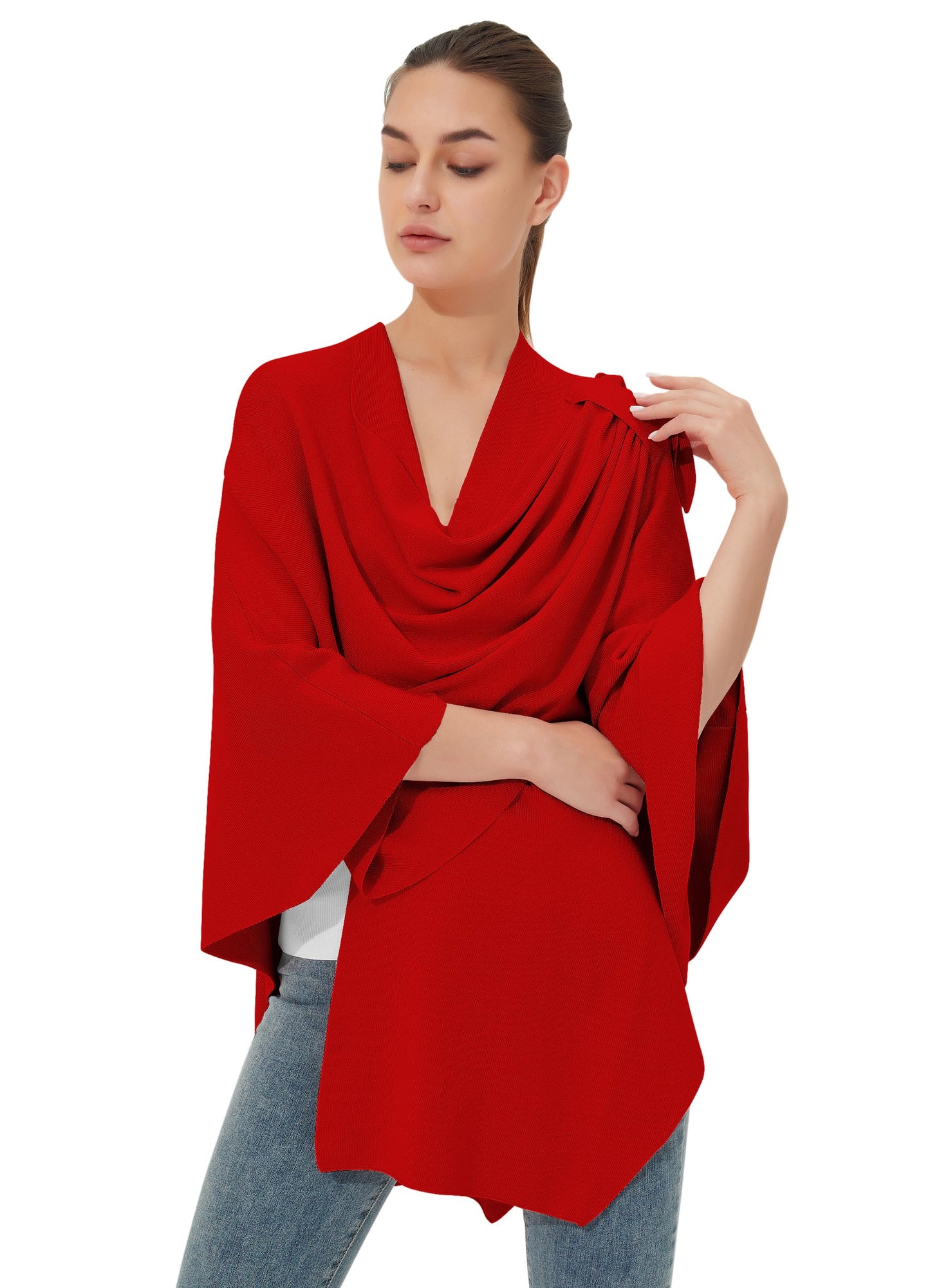 Schwarzer Poncho Pullover mit Überkreuz-Front - Eleganza