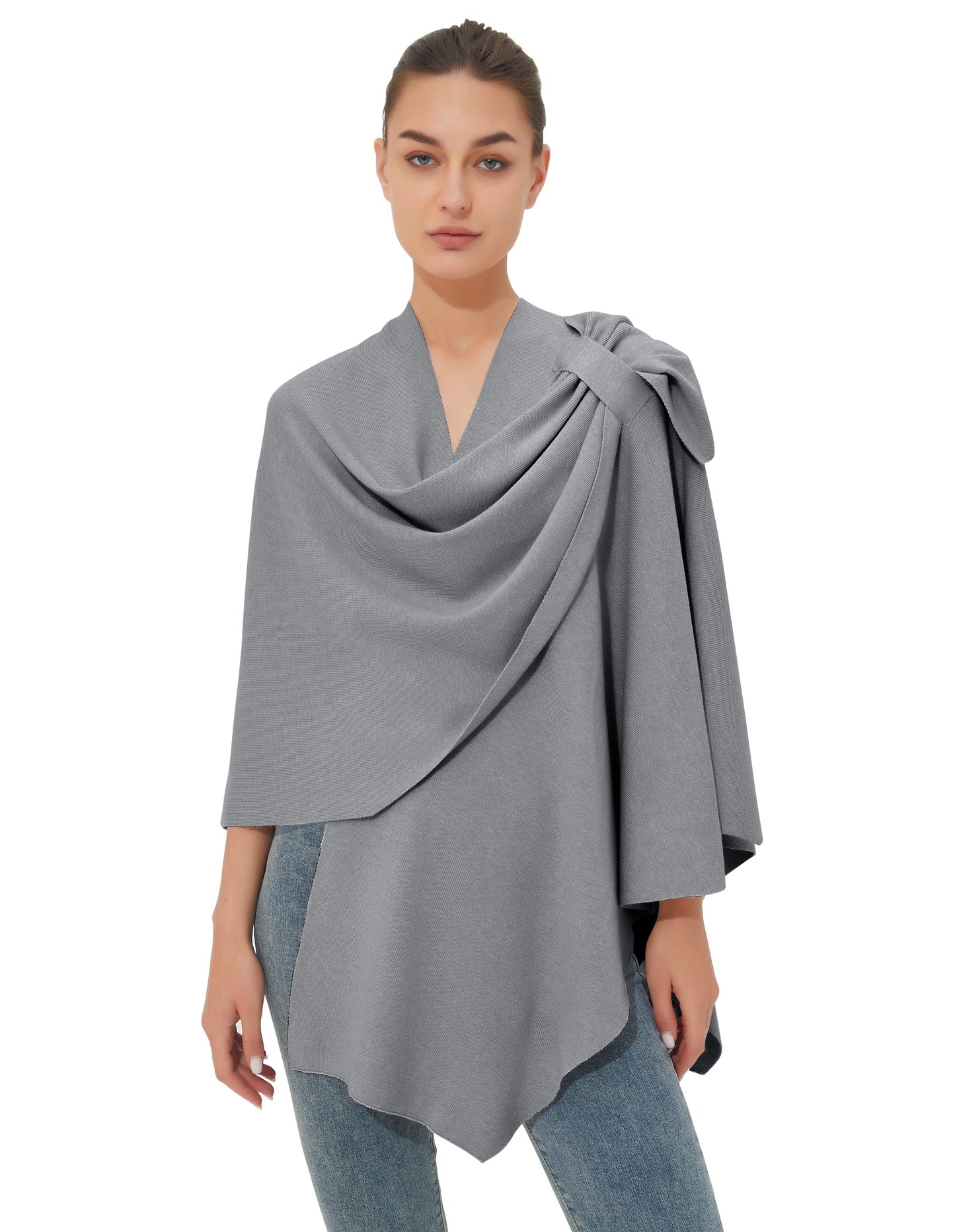 Schwarzer Poncho Pullover mit Überkreuz-Front - Eleganza