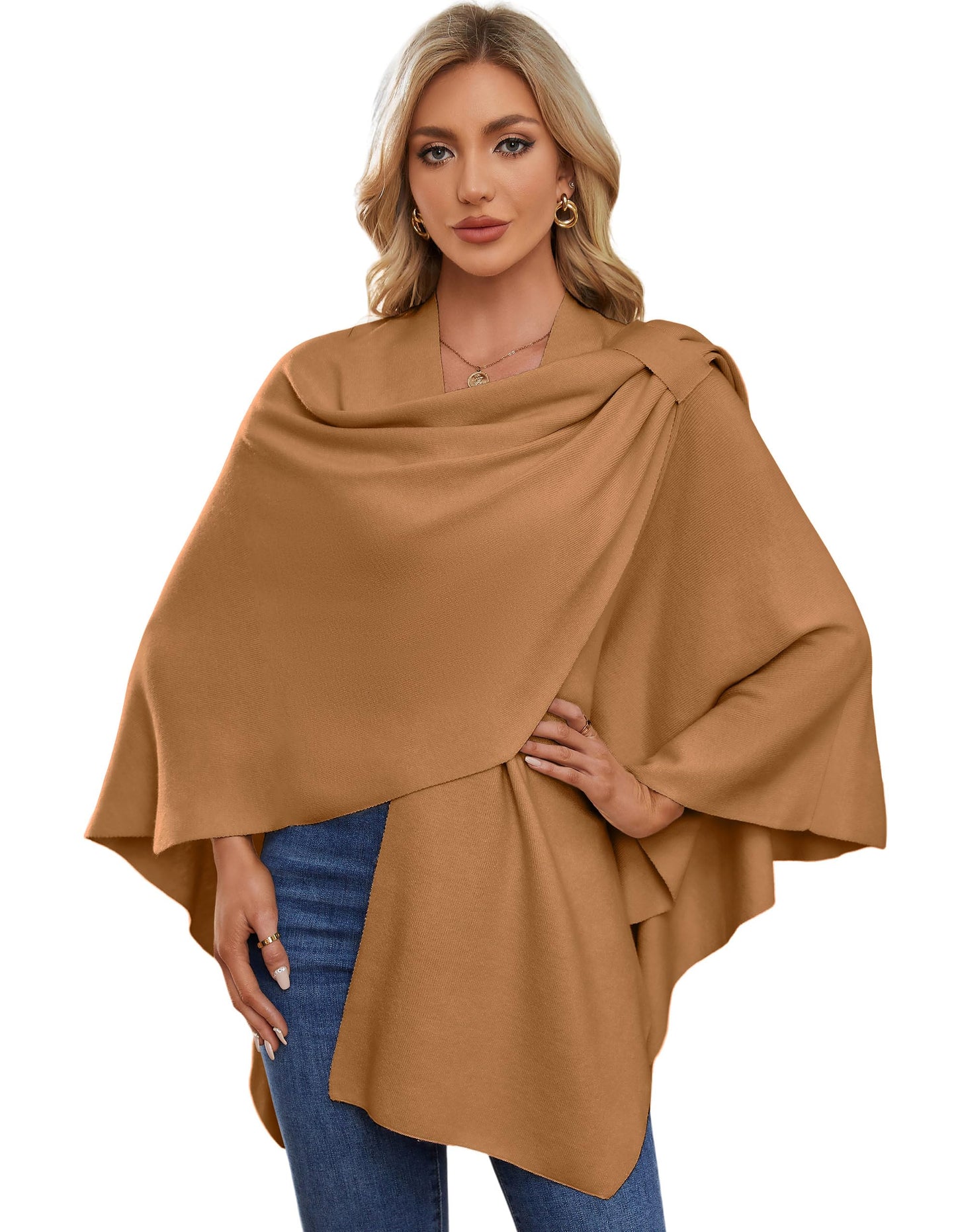 Schwarzer Poncho Pullover mit Überkreuz-Front - Eleganza