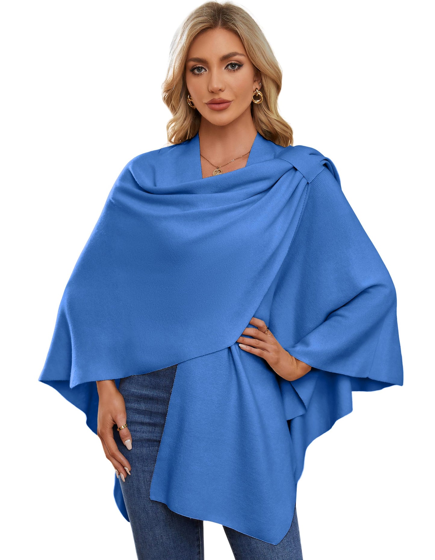 Schwarzer Poncho Pullover mit Überkreuz-Front - Eleganza