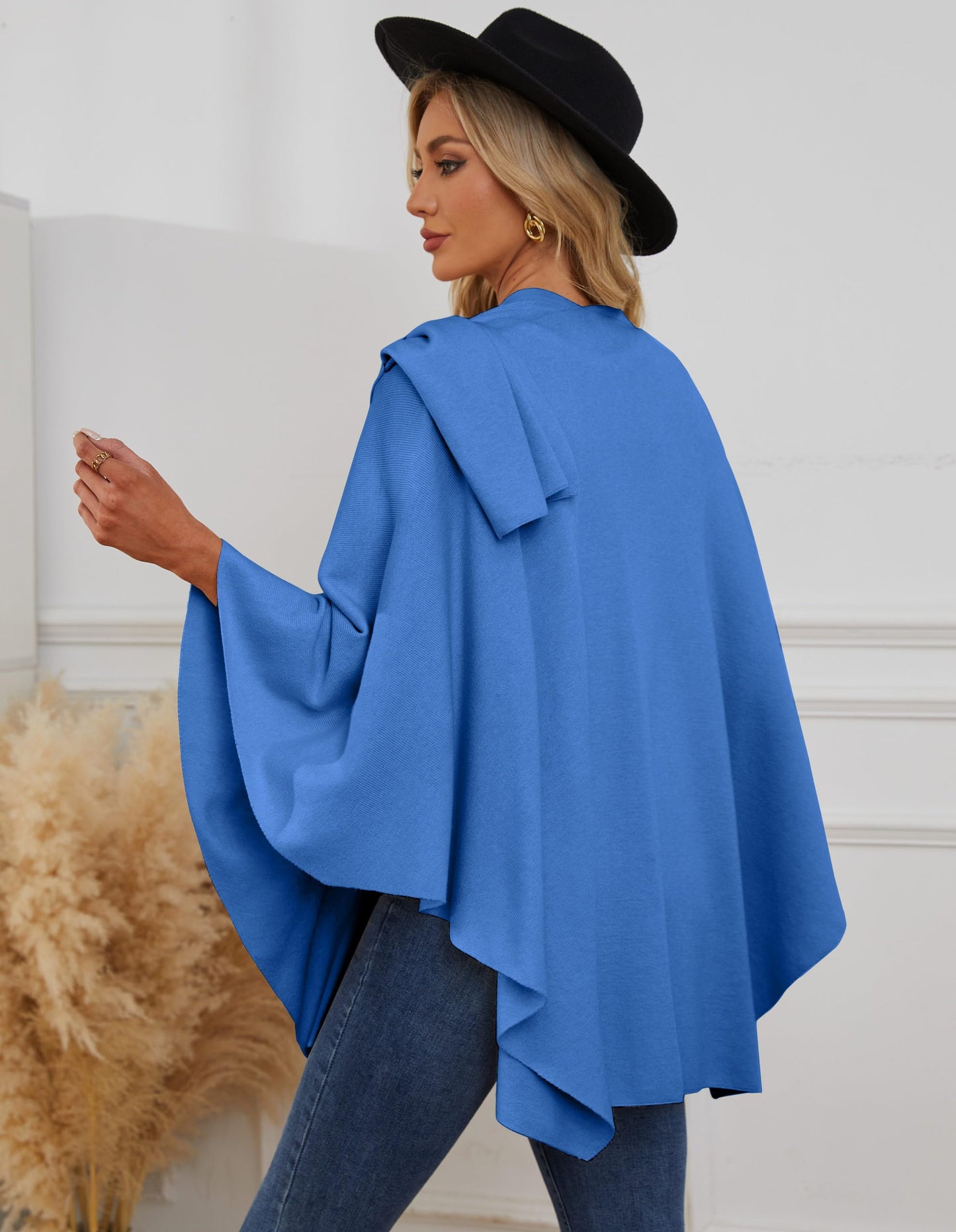 Schwarzer Poncho Pullover mit Überkreuz-Front - Eleganza