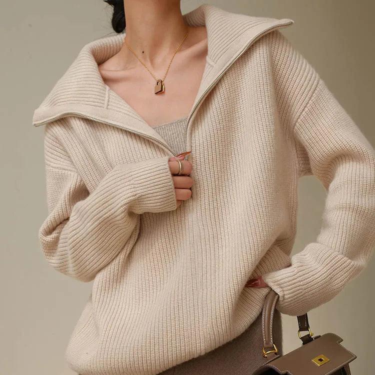 Pullover mit Kragenreißverschluss – Müheloser Chic mit moderner Eleganz