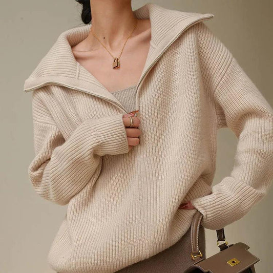 Pullover mit Kragenreißverschluss – Müheloser Chic mit moderner Eleganz