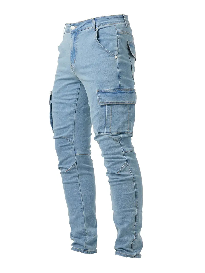 James - slim fit denim cargo pants for men