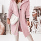 Graue Knopf-Kapuzenstrickjacke – Emma