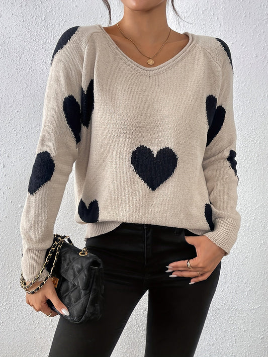 Pullover mit Herzmuster – Romantischer Stil mit gemütlicher Wärme