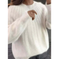 Damen Bequemer Strick Crew Neck Pullover | Langarm